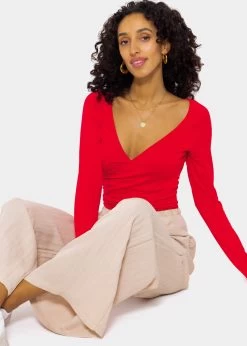 Langarmshirt Mit Wickel-Optik - Rot -Sassyclassy SassyClassy langarmshirt mit wickel optik rot S4201G6771 2suXn3YvcPnAeo