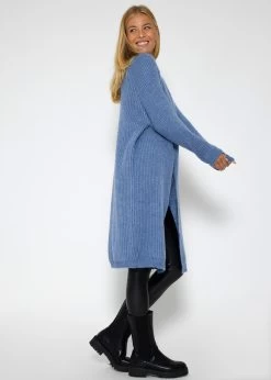 Langer, Gerippter Cardigan - Jeansblau 15 Langer, Gerippter Cardigan - Jeansblau -Sassyclassy SassyClassy langer gerippter cardigan jeansblau S3209C6401 5