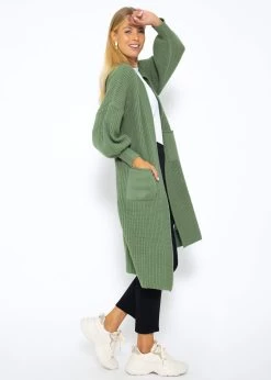 Langer Super Soft Cardigan Mit Taschen - Grün