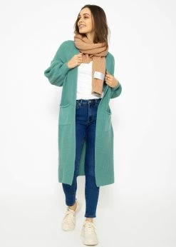 Langer Super Soft Cardigan Mit Taschen - Petrolgrün -Sassyclassy SassyClassy langer super soft cardigan mit taschen petrolgrun S3210C6545 1
