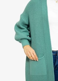 Langer Super Soft Cardigan Mit Taschen - Petrolgrün -Sassyclassy SassyClassy langer super soft cardigan mit taschen petrolgrun S3210C6545 3
