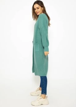 Langer Super Soft Cardigan Mit Taschen - Petrolgrün -Sassyclassy SassyClassy langer super soft cardigan mit taschen petrolgrun S3210C6545 4