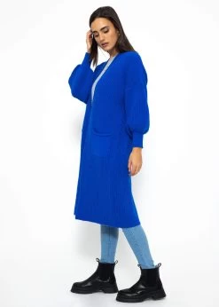 Langer Super Soft Cardigan Mit Taschen- Royalblau -Sassyclassy SassyClassy langer super soft cardigan mit taschen royalblau S3211C6629 2