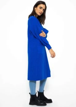 Langer Super Soft Cardigan Mit Taschen- Royalblau