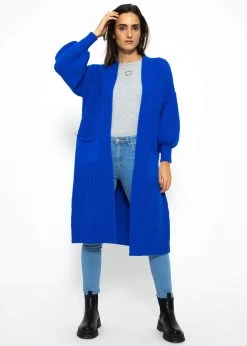 Langer Super Soft Cardigan Mit Taschen- Royalblau -Sassyclassy SassyClassy langer super soft cardigan mit taschen royalblau S3211C6629 3