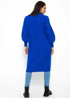 Langer Super Soft Cardigan Mit Taschen- Royalblau -Sassyclassy SassyClassy langer super soft cardigan mit taschen royalblau S3211C6629 4