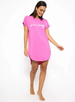 Langes Pyjamashirt Mit Print - Pink -Sassyclassy SassyClassy langes pyjamashirt mit print pink S3209NN6481