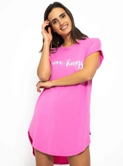 Langes Pyjamashirt Mit Print - Pink -Sassyclassy SassyClassy langes pyjamashirt mit print pink S3209NN6481 8