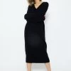 Langes Strickkleid Mit V-Ausschnitt - Schwarz -Sassyclassy SassyClassy langes strickkleid mit v ausschnitt schwarz S3210K6549 1