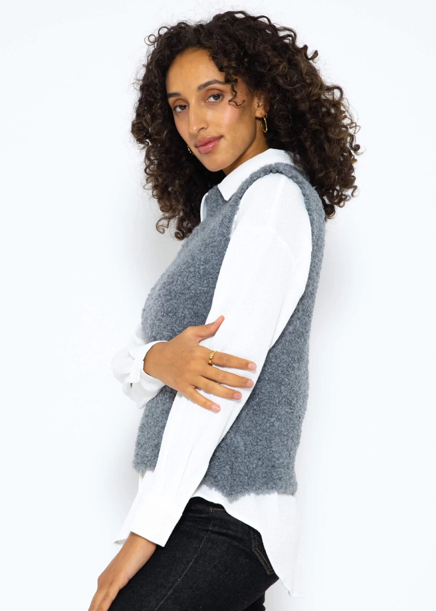 Lässiger Strick Pullunder - Dunkelgrau 8 Lässiger Strick Pullunder - Dunkelgrau – Bild 6