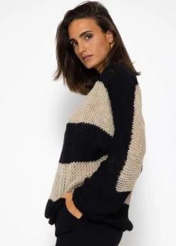 Locker Gestrickter Oversize Pullover- Schwarz-beige 16 Locker Gestrickter Oversize Pullover- Schwarz-beige -Sassyclassy SassyClassy locker gestrickter oversize pullover schwarz beige S3208P6307 5