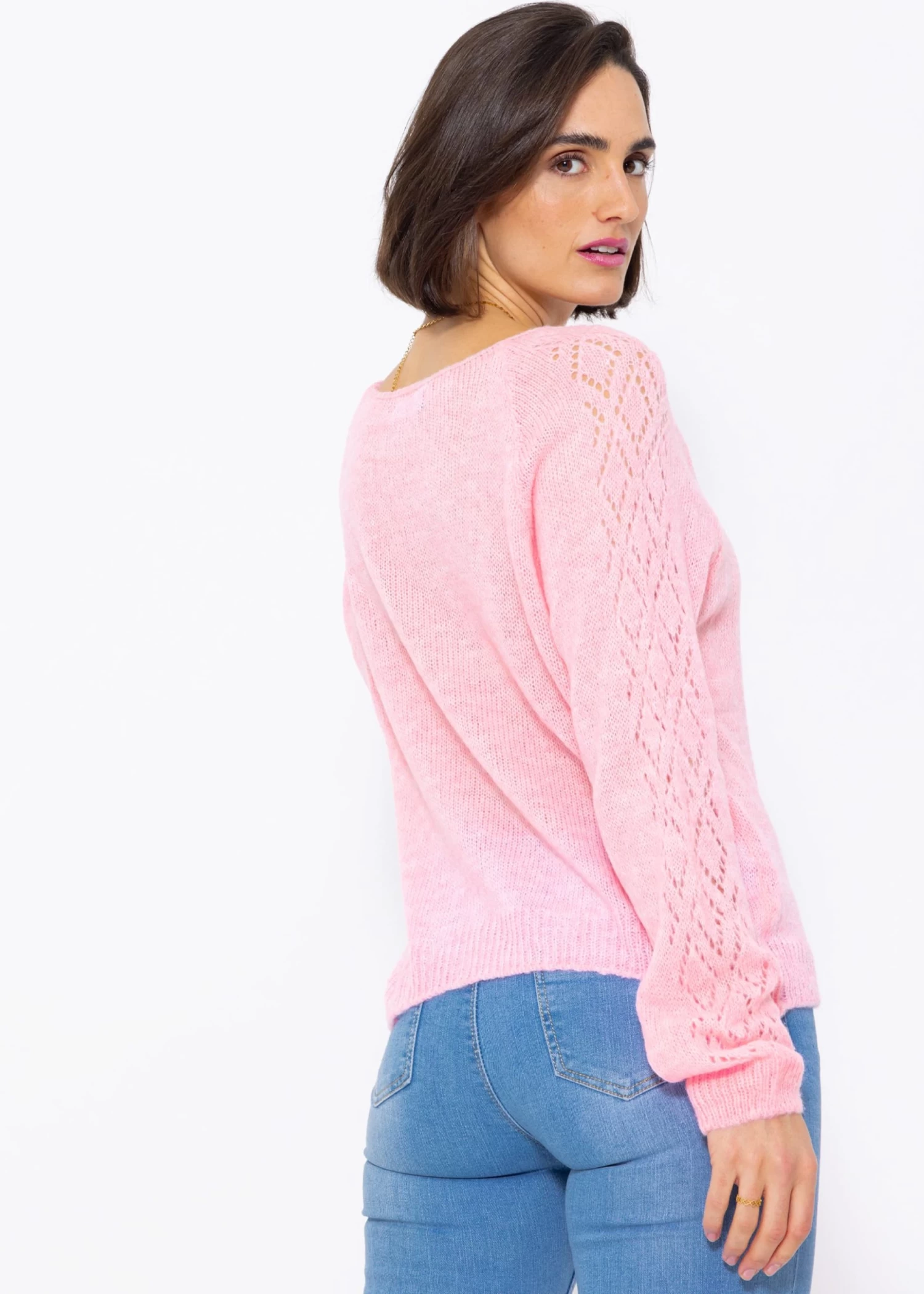 Lockerer Pullover Mit Ajour-Muster, Babyrosa 7 Lockerer Pullover Mit Ajour-Muster, Babyrosa – Bild 5