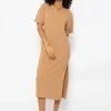 Maxi Rip Jersey Kleid Mit Schlitz - Camel -Sassyclassy SassyClassy maxi rip jersey kleid mit schlitz camel S4202K6782