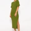 Maxi Rip Jersey Kleid Mit Schlitz - Khaki -Sassyclassy SassyClassy maxi rip jersey kleid mit schlitz khaki S4202K6783 1