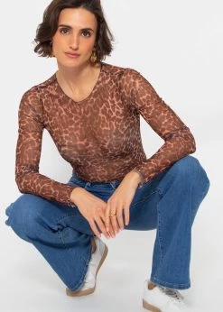 Mesh Langarmshirt Mit Leo-Print - Braun 11 Mesh Langarmshirt Mit Leo-Print - Braun -Sassyclassy SassyClassy meche langarmshirt in leo print braun S4203G6847 2jxWhjJtmaAFyV