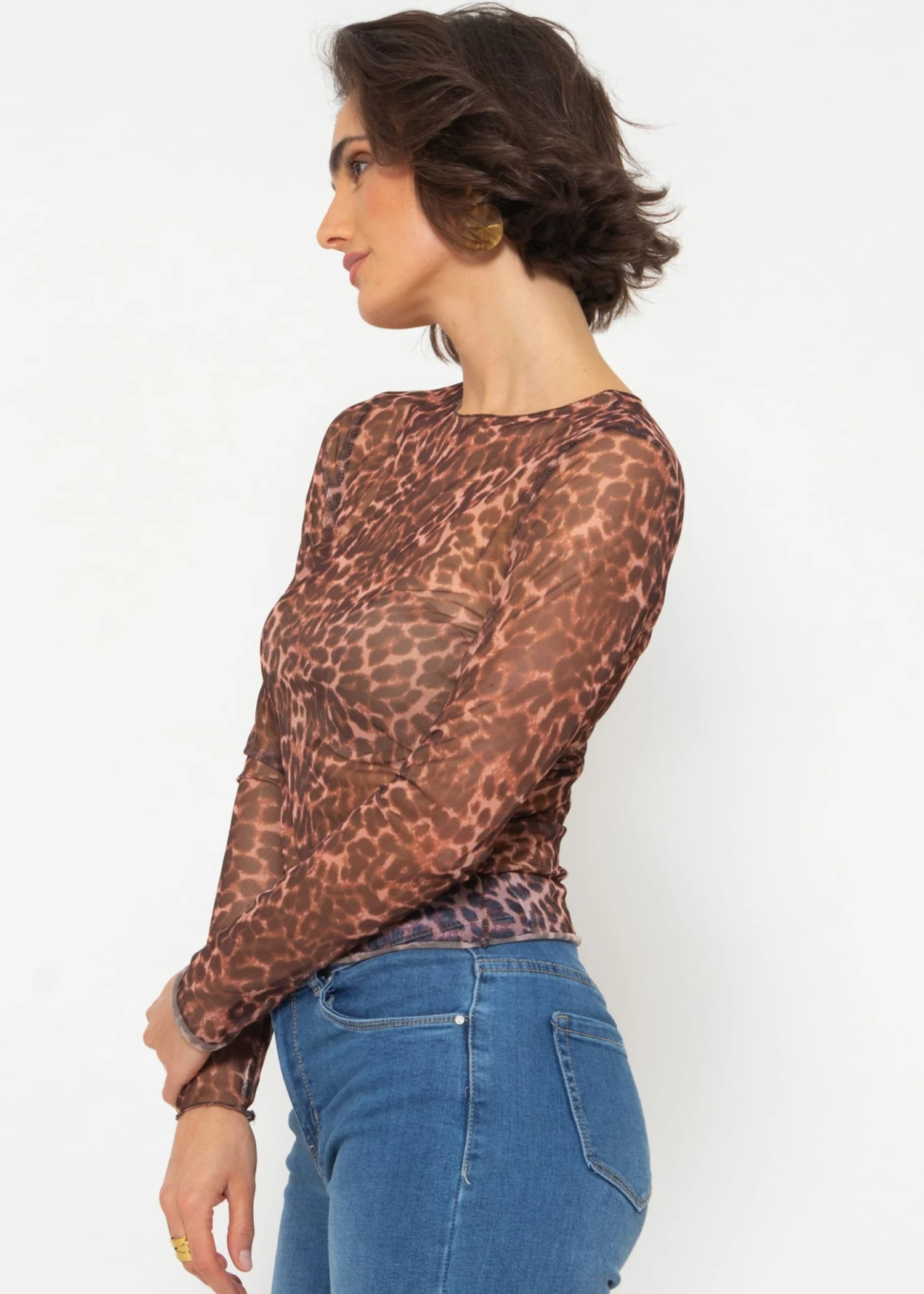 Mesh Langarmshirt Mit Leo-Print - Braun 10 Mesh Langarmshirt Mit Leo-Print - Braun – Bild 8