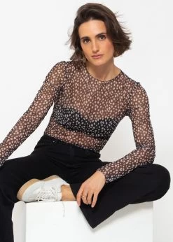 Mesh Langarmshirt Mit Print - Schwarz 14 Mesh Langarmshirt Mit Print - Schwarz -Sassyclassy SassyClassy meche langarmshirt mit print schwarz S4203G6846 2