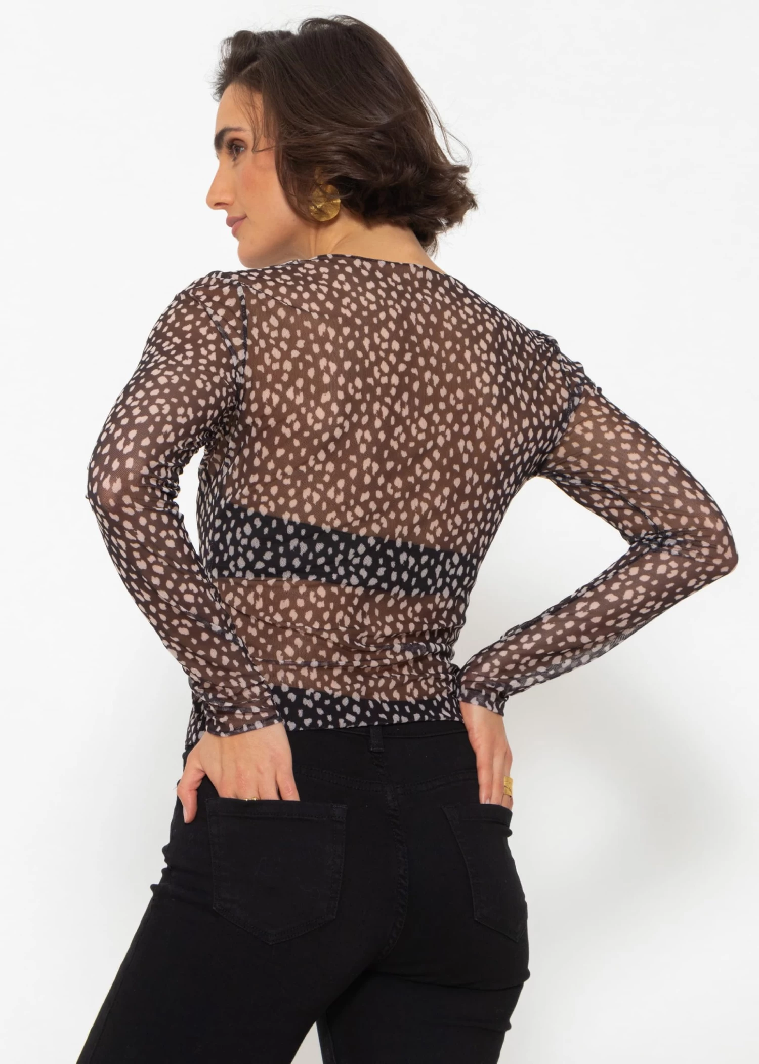 Mesh Langarmshirt Mit Print - Schwarz 11 Mesh Langarmshirt Mit Print - Schwarz – Bild 9