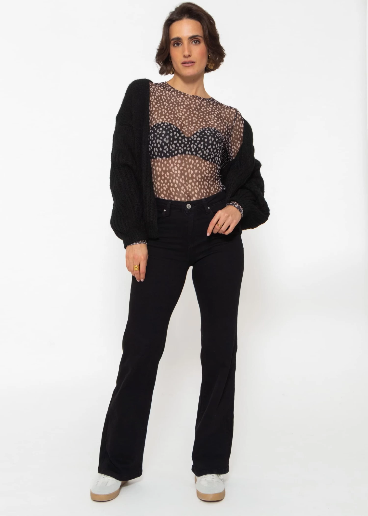 Mesh Langarmshirt Mit Print - Schwarz 8 Mesh Langarmshirt Mit Print - Schwarz – Bild 6