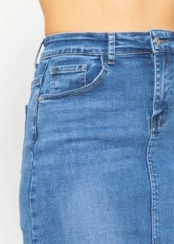 Midi Jeans Rock Mit Schlitz - Blau -Sassyclassy SassyClassy midi jeans rock mit schlitz blau S4203R6829 9