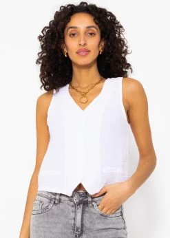 Musselin Anzugweste, Weiß -Sassyclassy SassyClassy musselin anzugsweste weiss S3207B6044 4