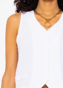 Musselin Anzugweste, Weiß -Sassyclassy SassyClassy musselin anzugsweste weiss S3207B6044 5