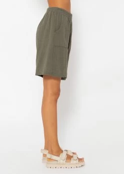 Musselin Bermuda-Shorts, Khaki -Sassyclassy SassyClassy musselin bermuda shorts khaki S2206B4848 5