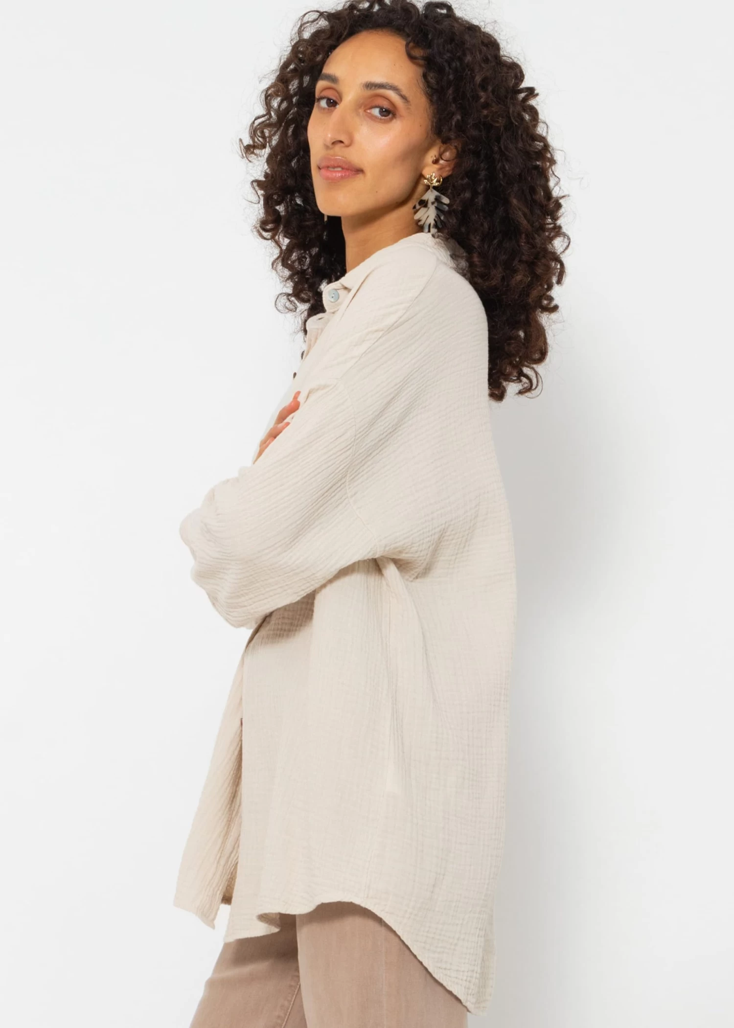 Musselin Bluse Im Regular Fit - Beige 7 Musselin Bluse Im Regular Fit - Beige – Bild 5