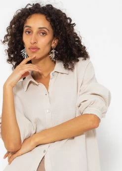 Musselin Bluse Im Regular Fit - Beige