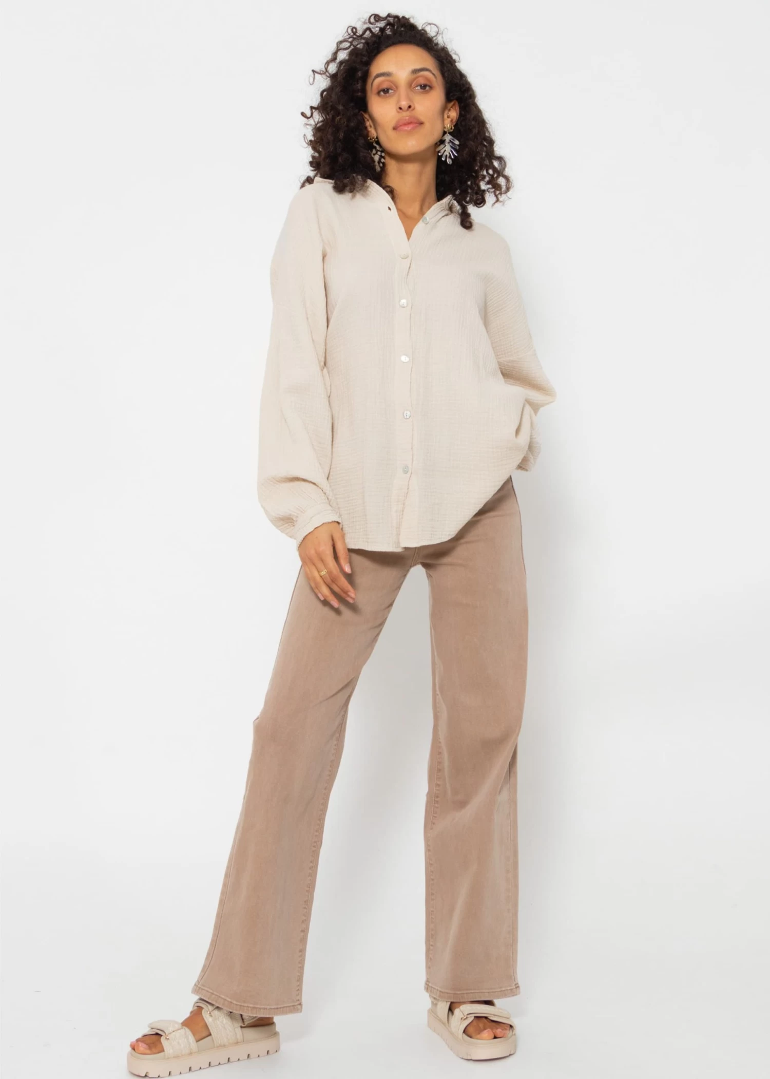 Musselin Bluse Im Regular Fit - Beige 6 Musselin Bluse Im Regular Fit - Beige – Bild 4