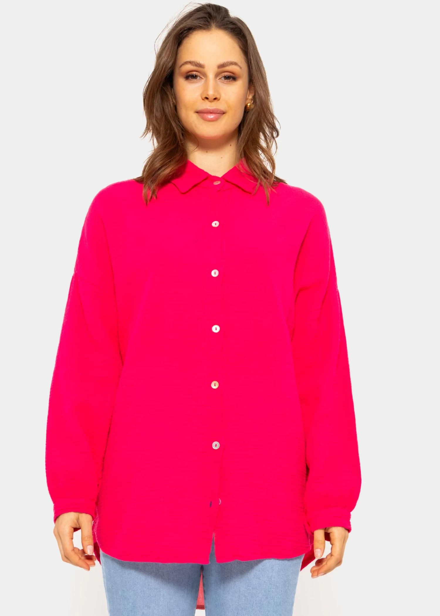 Musselin Bluse Im Regular Fit - Himbeerrot 5 Musselin Bluse Im Regular Fit - Himbeerrot – Bild 3