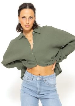 Musselin Bluse Im Regular Fit - Khaki 15 Musselin Bluse Im Regular Fit - Khaki -Sassyclassy SassyClassy musselin bluse im regular fit khaki S3207B6068 3