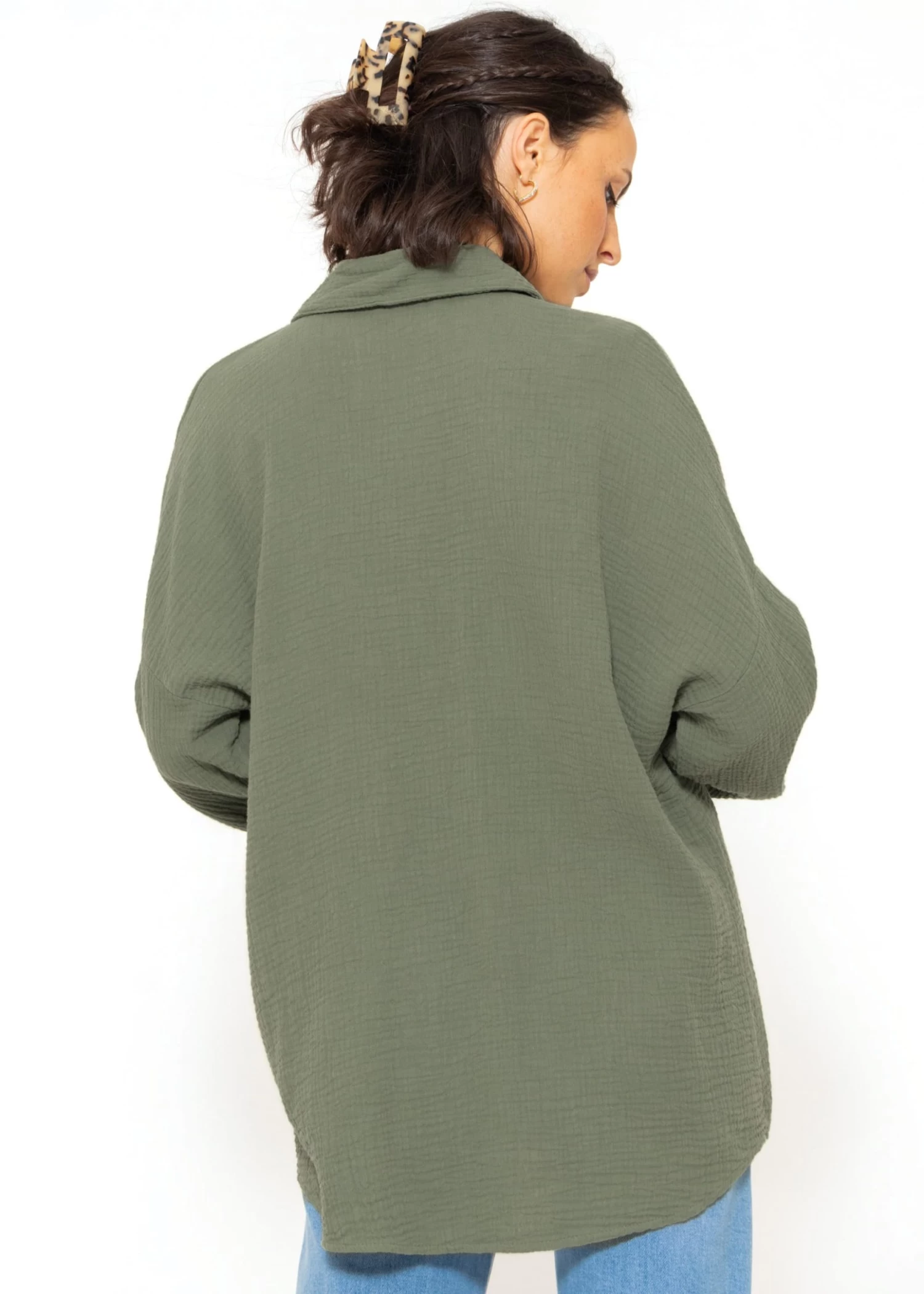 Musselin Bluse Im Regular Fit - Khaki 10 Musselin Bluse Im Regular Fit - Khaki – Bild 8