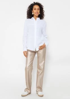 Musselin Bluse Mit Ziernähten - Weiß -Sassyclassy SassyClassy musselin bluse mit ziernahten weiss S4202E6810 1