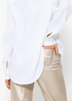 Musselin Bluse Mit Ziernähten - Weiß -Sassyclassy SassyClassy musselin bluse mit ziernahten weiss S4202E6810 5