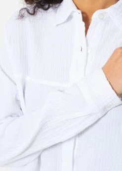 Musselin Bluse Mit Ziernähten - Weiß -Sassyclassy SassyClassy musselin bluse mit ziernahten weiss S4202E6810 9