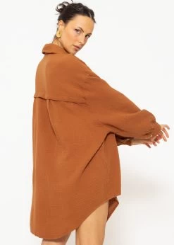 Musselin Bluse Oversize, Cognac 16 Musselin Bluse Oversize, Cognac -Sassyclassy SassyClassy musselin bluse oversize cognac S1209B4227 7