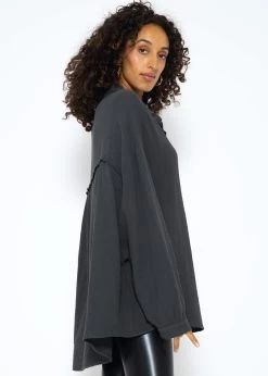 Musselin Bluse Oversize, Dunkelgrau 12 Musselin Bluse Oversize, Dunkelgrau -Sassyclassy SassyClassy musselin bluse oversize dunkelgrau S2208B5016 4