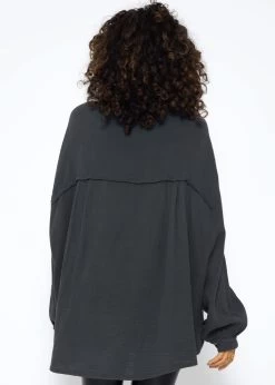 Musselin Bluse Oversize, Dunkelgrau 16 Musselin Bluse Oversize, Dunkelgrau -Sassyclassy SassyClassy musselin bluse oversize dunkelgrau S2208B5016 5