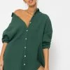 Musselin Bluse Oversize, Dunkelgrün -Sassyclassy SassyClassy musselin bluse oversize dunkelgrun S2209B5087 6