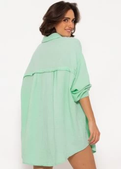 Musselin Bluse Oversize, Hellgrün 13 Musselin Bluse Oversize, Hellgrün -Sassyclassy SassyClassy musselin bluse oversize hellgrun S2206B4831 5