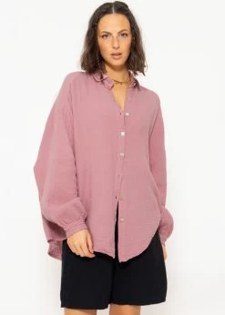 Musselin Bluse Oversize, Kurz, Altrosa -Sassyclassy SassyClassy musselin bluse oversize kurz altrosa S2209B5084 3
