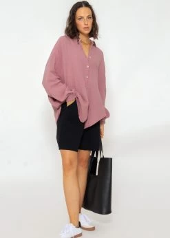 Musselin Bluse Oversize, Kurz, Altrosa -Sassyclassy SassyClassy musselin bluse oversize kurz altrosa S2209B5084 4