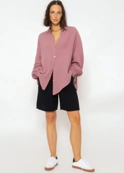 Musselin Bluse Oversize, Kurz, Altrosa -Sassyclassy SassyClassy musselin bluse oversize kurz altrosa S2209B5084 5