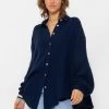 Musselin Bluse Oversize, Kurz, Dunkelblau -Sassyclassy SassyClassy musselin bluse oversize kurz dunkelblau S2201B4508 3PkzSIHJLLAwEz