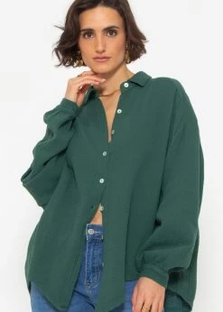 Musselin Bluse Oversize, Kurz, Dunkelgrün -Sassyclassy SassyClassy musselin bluse oversize kurz dunkelgrun S2209B5088 4ENTeTsTx4PPhg
