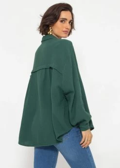 Musselin Bluse Oversize, Kurz, Dunkelgrün -Sassyclassy SassyClassy musselin bluse oversize kurz dunkelgrun S2209B5088 5sVL3cW3JSd6AU