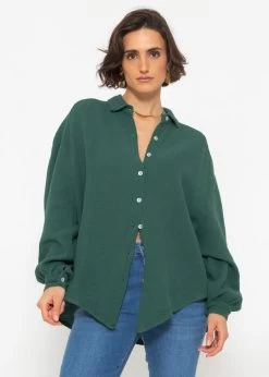 Musselin Bluse Oversize, Kurz, Dunkelgrün -Sassyclassy SassyClassy musselin bluse oversize kurz dunkelgrun S2209B5088 6iSObmwy0n4MqZ
