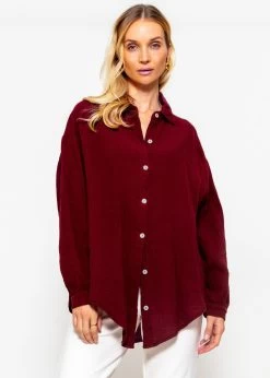 Musselin Bluse Oversize, Kurz, Dunkelrot 13 Musselin Bluse Oversize, Kurz, Dunkelrot -Sassyclassy SassyClassy musselin bluse oversize kurz dunkelrot S2208B5019 4VMCHZFxrGm9fs