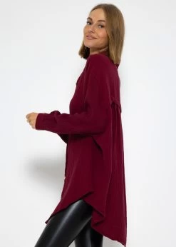 Musselin Bluse Oversize, Dunkelrot -Sassyclassy SassyClassy musselin bluse oversize kurz dunkelrot S2208B5019 11